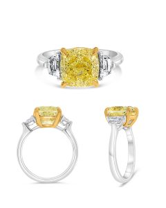 Cushion Fancy Yellow Diamond Ring
