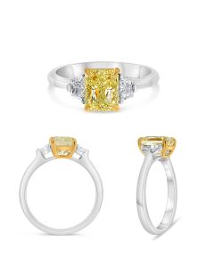 Radiant Fancy Yellow Diamond Ring