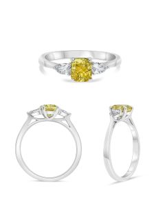 Cushion Fancy Yellow Diamond Ring
