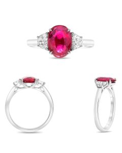Platinum Three Stone Ruby Ring