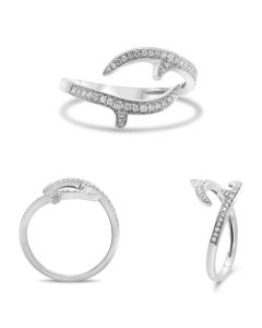 White Gold Diamond Pave Bypass Ring