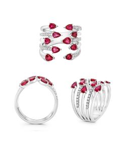 White Gold Ruby & Diamond Ring