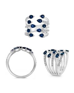 White Gold Sapphire & Diamond Ring