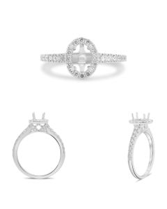Oval Diamond Pave Engagement Setting