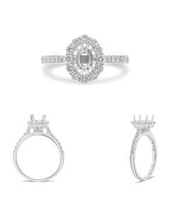 Oval Shared Prong Halo Engagement Setting