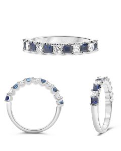 Princess Cut Sapphire and Diamond Ring
