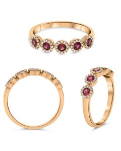 5-Stone Ruby and Diamond Ring in Rose Gold
