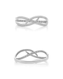 White Gold & Diamond Overlapping Bangle