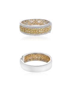 Two Tone Diamond Cluster Bangle