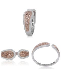 White & Champagne Diamond Open Bangle