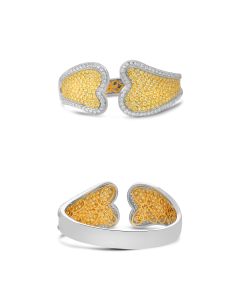 White & Yellow Diamond Heart Bangle