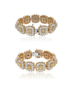 Flowering Halo Two Tone Diamond Bracelet