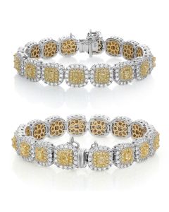 Double Halo Yellow Diamond Bracelet