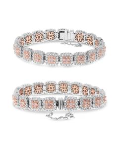 Pink and White Diamond Bracelet in 18K Rose and White Gold