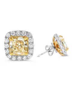 Radiant Fancy Yellow Diamond Earring