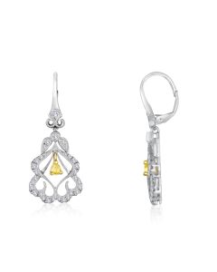 Pear Shape Fancy Yellow Diamond Earring