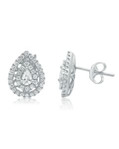 Pear-shaped White Diamond Stud Earrings