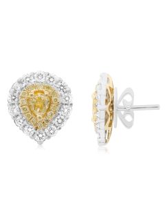 Pear Shape Fancy Yellow Diamond Earring