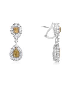 White & Yellow Diamond Drop Earrings
