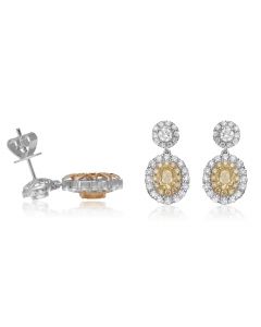 Oval Fancy Yellow Diamond Earring