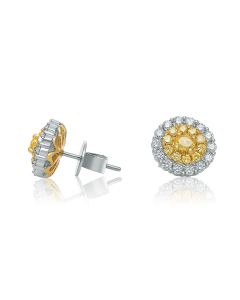 Two Tone Double Halo Diamond Studs