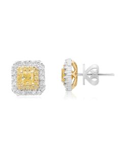 Radiant Fancy Yellow Diamond Earring