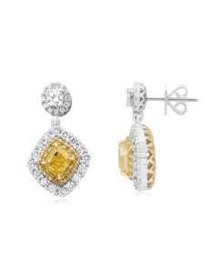 Fancy Yellow Diamond Drop Earrings