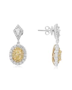 Oval Fancy Yellow Diamond Earring
