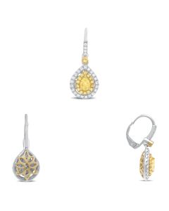 Pear Shape Fancy Yellow Diamond Earring