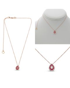 Ruby & Diamond Open Pear Necklace