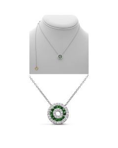 Tsavorite & Diamond Open Circle Necklace