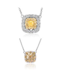 Cushion Fancy Yellow Diamond Necklace