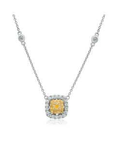 Cushion Fancy Yellow Diamond Necklace