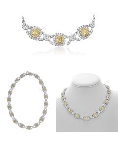 Cushion Fancy Yellow Diamond Necklace