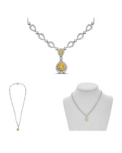 Pear-shaped Two Tone Diamond Pave Necklace