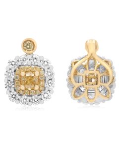 Double Halo Yellow Diamond Pendant