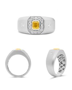 Cushion Fancy Yellow Diamond Ring