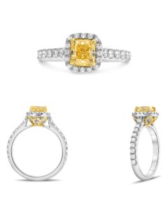 Cushion Fancy Yellow Diamond Ring