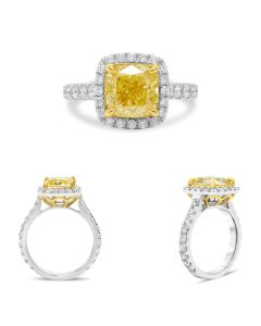 Cushion Fancy Yellow Diamond Ring