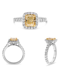 Cushion Fancy Yellow Diamond Ring