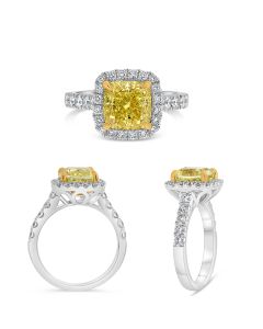 Cushion Fancy Yellow Diamond Ring