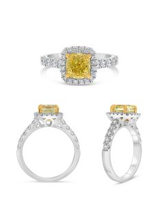 Cushion Fancy Yellow Diamond Ring