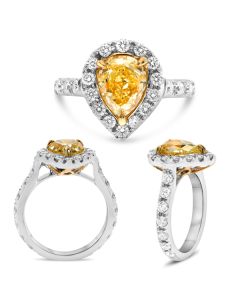 Pear-shaped White & Yellow Diamond Ring
