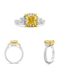 Cushion Fancy Yellow Diamond Ring