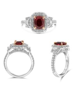 2 Carat Ruby and Diamond Ring in Platinum