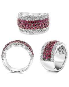White Gold Halfway Ruby and Diamond Band