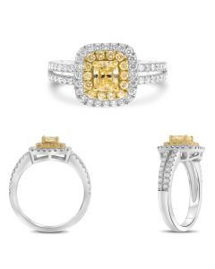 Cushion Fancy Yellow Diamond Ring