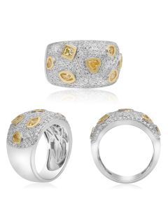 Two Tone Wide Diamond Band