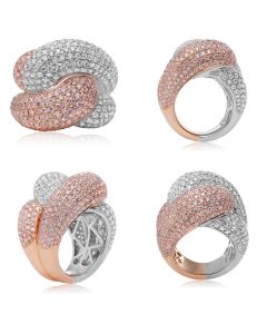Pink & White Diamond Pave Fashion Ring