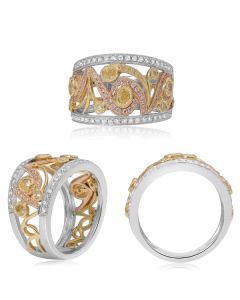 Tri-Colored Abstract Diamond Ring